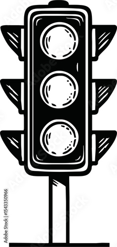 traffic light icon doodle hand drawn. Outline drawing traffic light line clipart symbol. Vector illustration