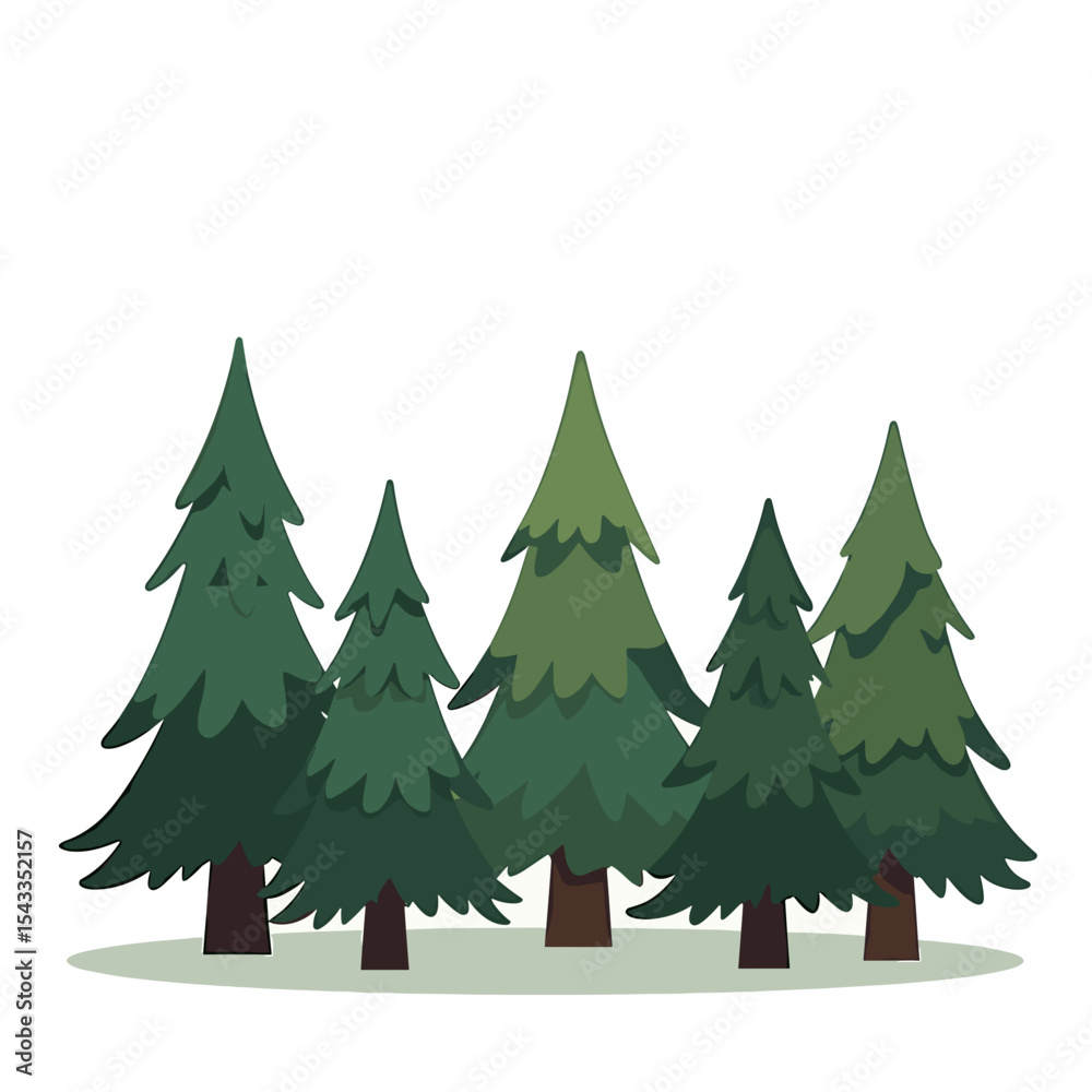 Obraz premium Illustration of Evergreen Trees in a Forest, Simple and Clean Design for Nature and Outdoor Themes