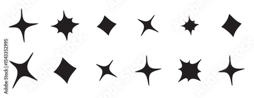 doodle set of vector stars sparkle icon, doodle set of vector stars sparkle icon, clean surface icon. Glowing light effect stars and shining burst. isolated on white background. vector illustration