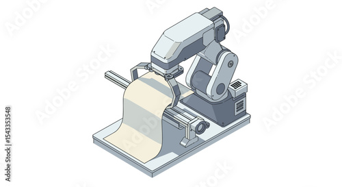 Industrial robotic arm printing process for advanced manufacturing design isometric style vector illustration