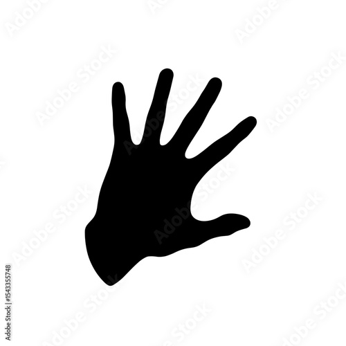 Silhouette of hand on white background, personal interaction and expression