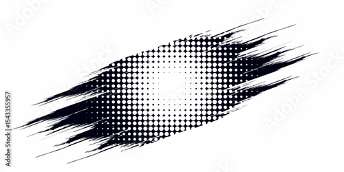 Halftone dotted shape. Paint blob with noisy effect. Abstract splatter shape