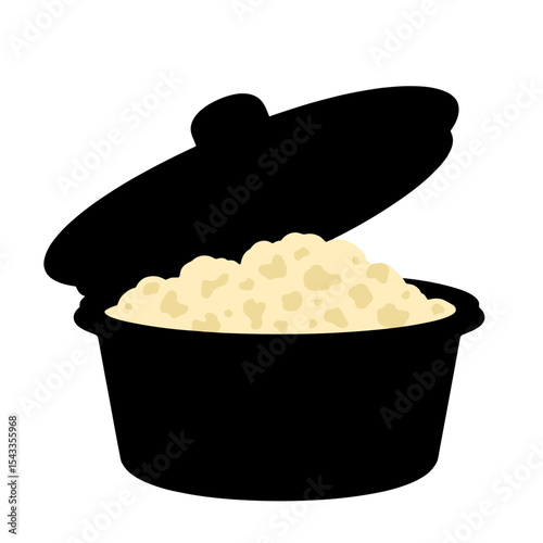 Silhouette of container with cauliflower mash, healthy meal simplicity and low-carb diet