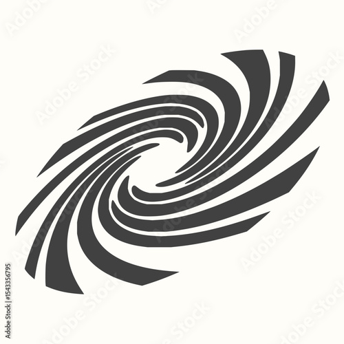 Minimilist abstract vortex design featuring swirling black lines against a white background creating a dynamic pattern vector