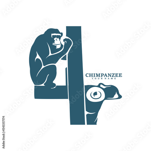 Chimpanzee logo design vector. Silhouette Chimpanzee Template Illustration. Icon Symbol