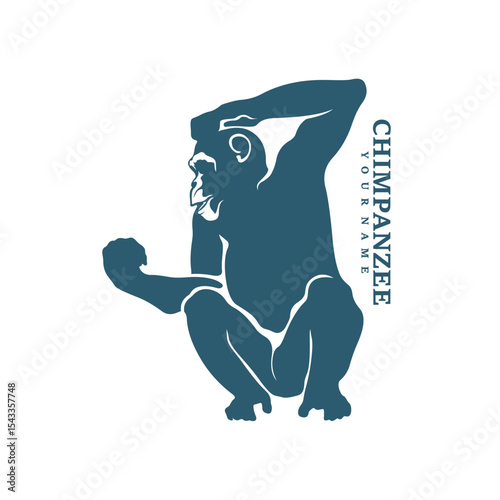 Chimpanzee logo design vector. Silhouette Chimpanzee Template Illustration. Icon Symbol