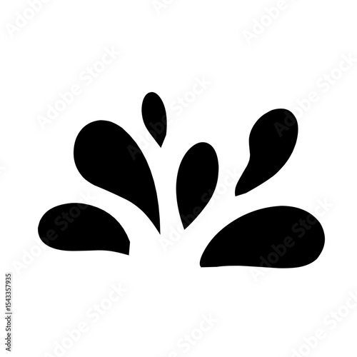 Splash silhouette with droplets. Water drops shapes, liquid burst splashes and ink blot hand drawn vector set of silhouette droplet, drop liquid illustration