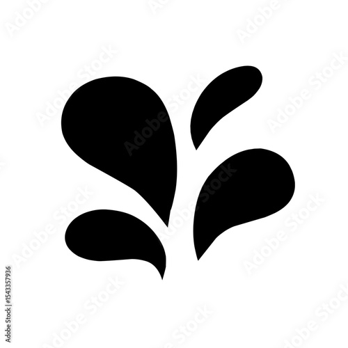 Splash silhouette with droplets. Water drops shapes, liquid burst splashes and ink blot hand drawn vector set of silhouette droplet, drop liquid illustration