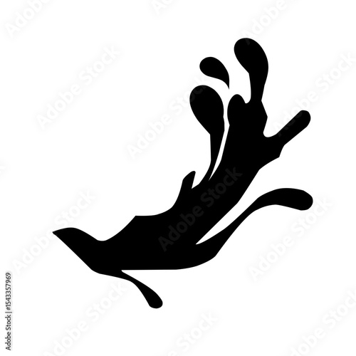 Splash silhouette with droplets. Water drops shapes, liquid burst splashes and ink blot hand drawn vector set of silhouette droplet, drop liquid illustration