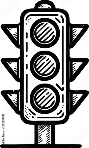 traffic light icon doodle hand drawn. Outline drawing traffic light line clipart symbol. Vector illustration