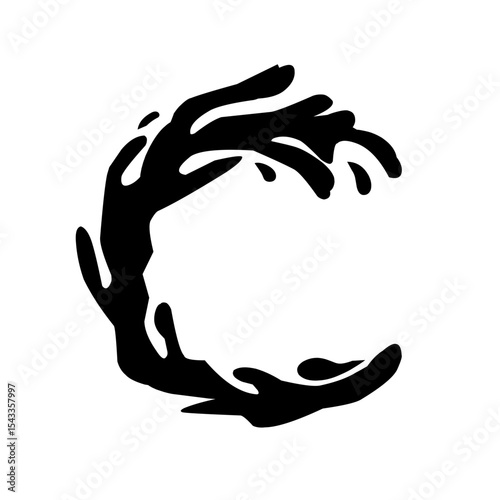 Splash silhouette with droplets. Water drops shapes, liquid burst splashes and ink blot hand drawn vector set of silhouette droplet, drop liquid illustration