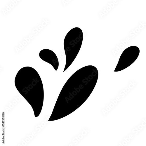 Splash silhouette with droplets. Water drops shapes, liquid burst splashes and ink blot hand drawn vector set of silhouette droplet, drop liquid illustration