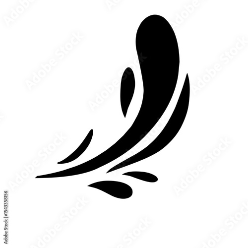 Splash silhouette with droplets. Water drops shapes, liquid burst splashes and ink blot hand drawn vector set of silhouette droplet, drop liquid illustration