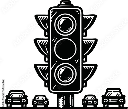 traffic light icon doodle hand drawn. Outline drawing traffic light line clipart symbol. Vector illustration