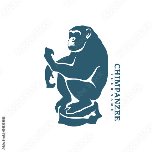 Chimpanzee logo design vector. Silhouette Chimpanzee Template Illustration. Icon Symbol