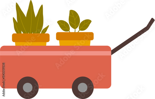 Pull cart contains pot