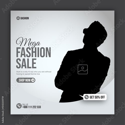 Fashion sale social media post design template or web banner design template