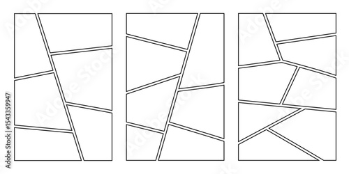 Comic manga storyboard grid template, vector frame layout for photo collage or album