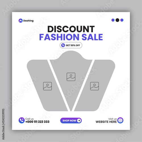 Fashion sale social media post design template or web banner design template