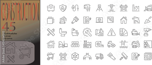 Collection of construction icons editable stroke