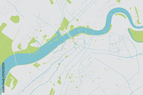 Serene River Cityscape A Detailed Urban Map Illustration.