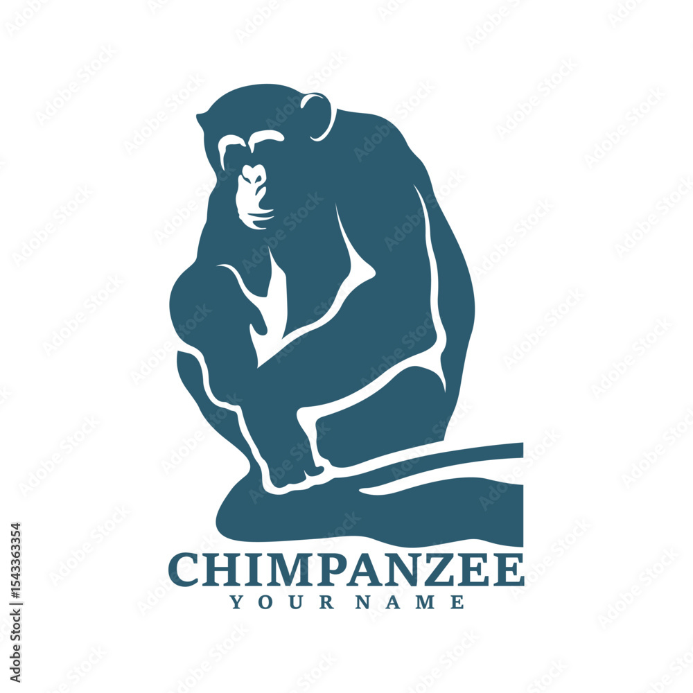 Fototapeta premium Chimpanzee logo design vector. Silhouette Chimpanzee Template Illustration. Icon Symbol