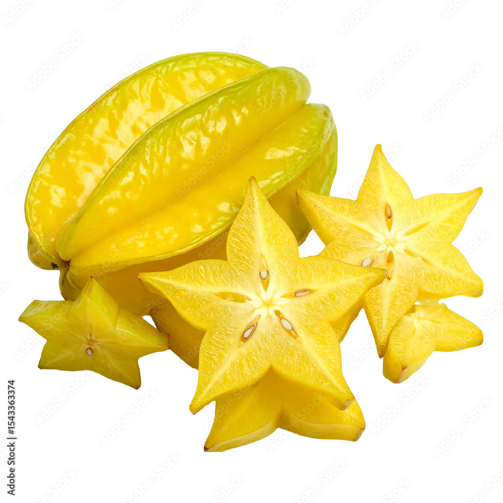 Fototapeta premium starfruit isolated on transparent background, png