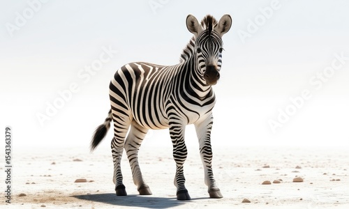 Majestic zebra standing alone in sunlit desert landscape