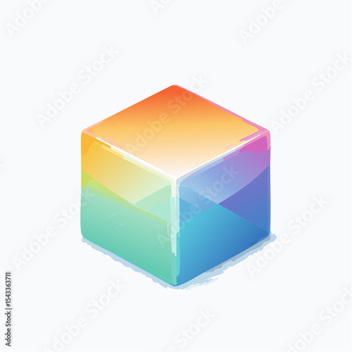 vector Multicolored 3D cubes. Glass iridescent geometric shape, abstract background