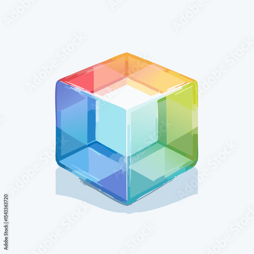 vector Multicolored 3D cubes. Glass iridescent geometric shape, abstract background