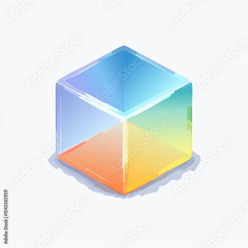 vector Multicolored 3D cubes. Glass iridescent geometric shape, abstract background