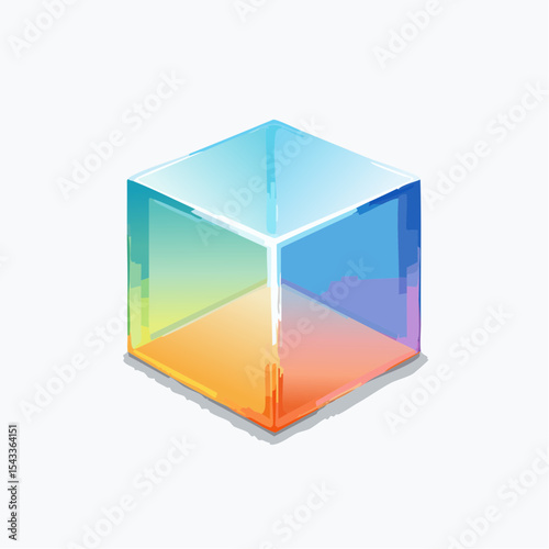 vector Multicolored 3D cubes. Glass iridescent geometric shape, abstract background