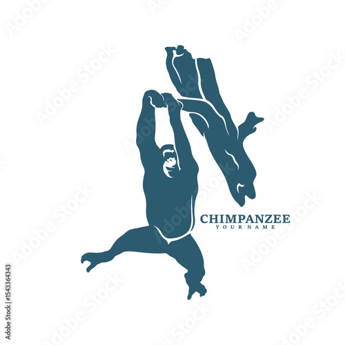 Chimpanzee logo design vector. Silhouette Chimpanzee Template Illustration. Icon Symbol