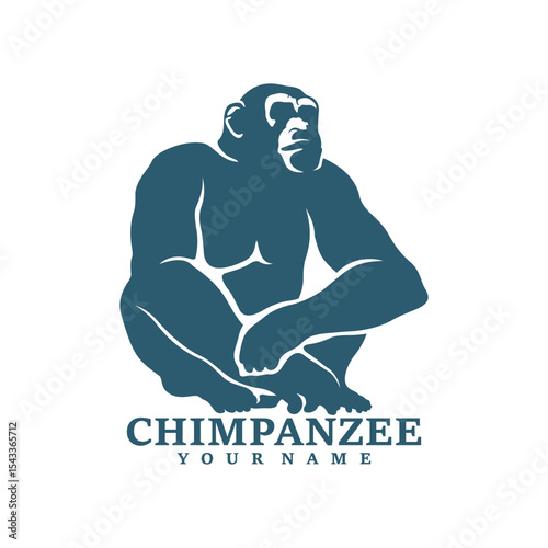 Chimpanzee logo design vector. Silhouette Chimpanzee Template Illustration. Icon Symbol