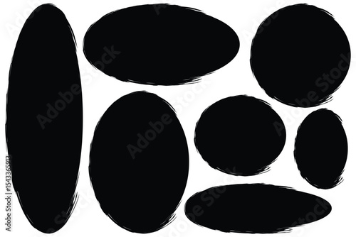 Grunge circles irregular forms. Rough paint edges textured surfaces uneven patterns bold smears.
