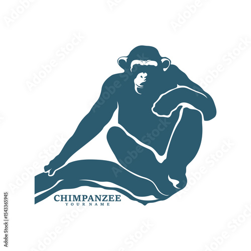Chimpanzee logo design vector. Silhouette Chimpanzee Template Illustration. Icon Symbol