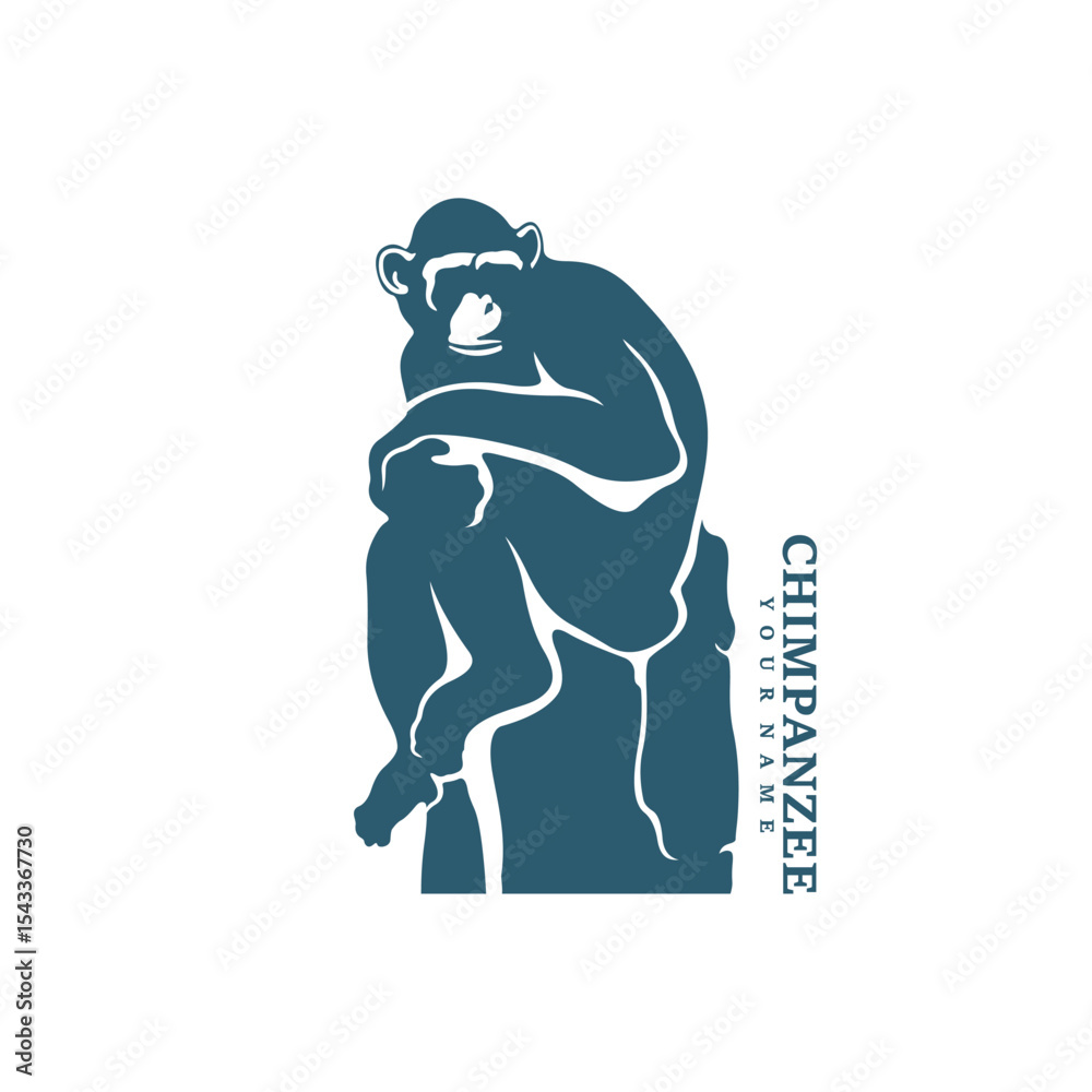 Fototapeta premium Chimpanzee logo design vector. Silhouette Chimpanzee Template Illustration. Icon Symbol