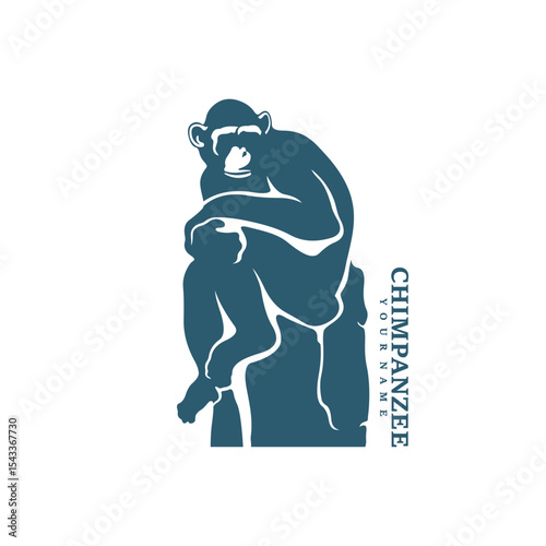Chimpanzee logo design vector. Silhouette Chimpanzee Template Illustration. Icon Symbol