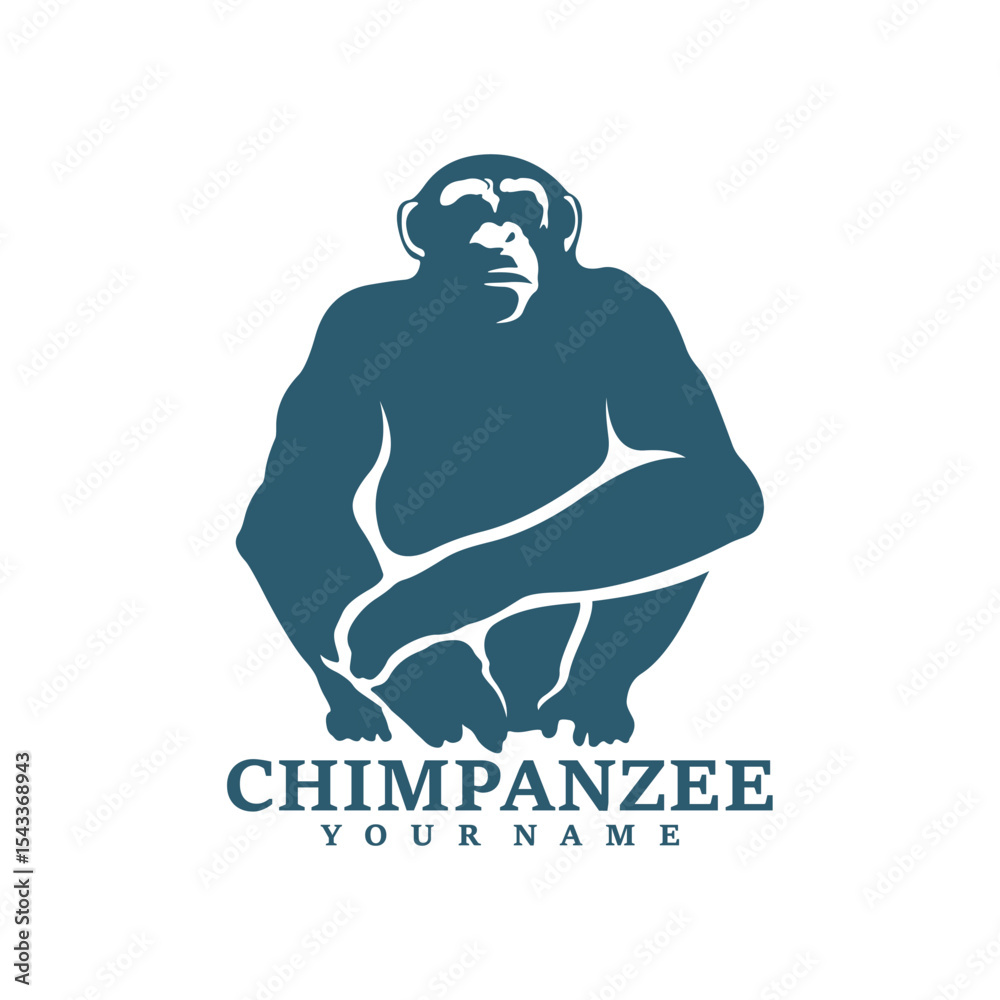 Fototapeta premium Chimpanzee logo design vector. Silhouette Chimpanzee Template Illustration. Icon Symbol