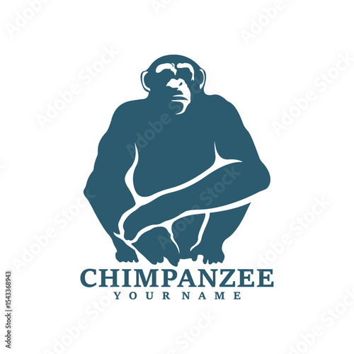 Chimpanzee logo design vector. Silhouette Chimpanzee Template Illustration. Icon Symbol