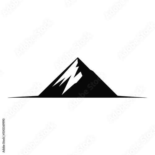Simple mountain peak silhouette isolated on white background