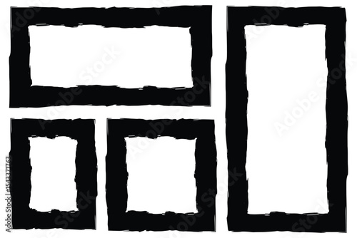 Doodle shape, rectangle frames, square shape, brush stroke border. eps 10.