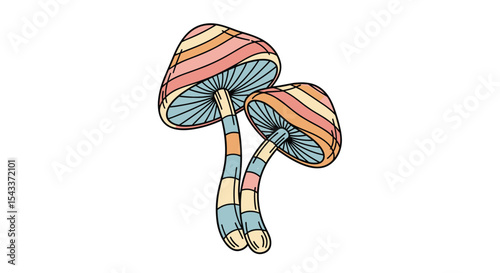 Psychedelic Mushroom Artwork A Colorful and Groovy Fungi Illustration with Bright Background