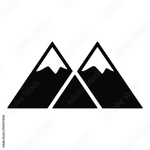 Two mountains silhouette icon isolated on white background