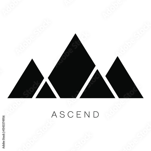 Abstract mountain range silhouette isolated on white background