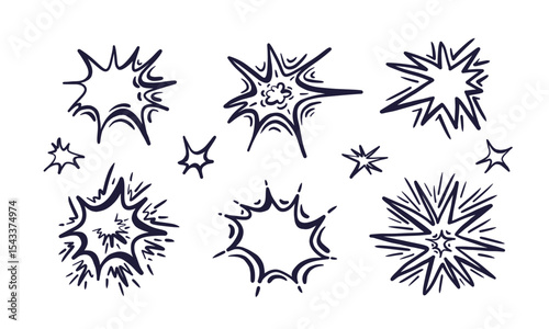 Comic vector boom burst, impact effect. Crash set
