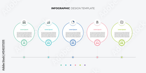Business infographic template. 5 Step timeline journey. Process diagram, 5 options on white background, Infograph elements