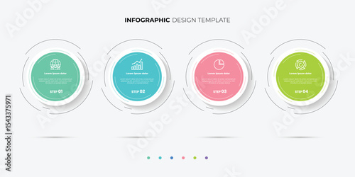 Business infographic template. 4 Step timeline journey. Process diagram, 4 options on white background, Infograph elements