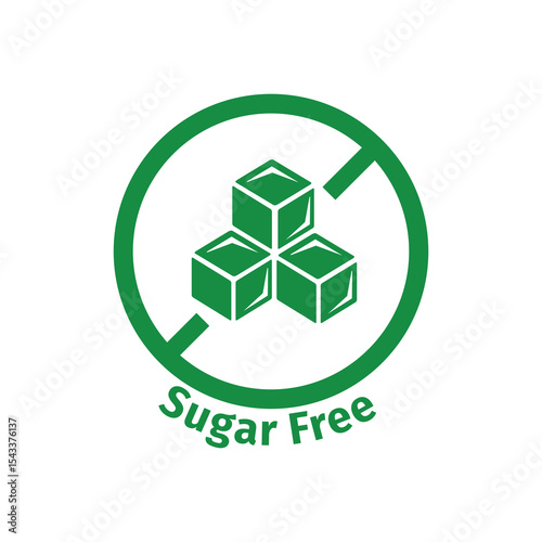 SUGAR FREE ICON VECTOR SIGN GREEN