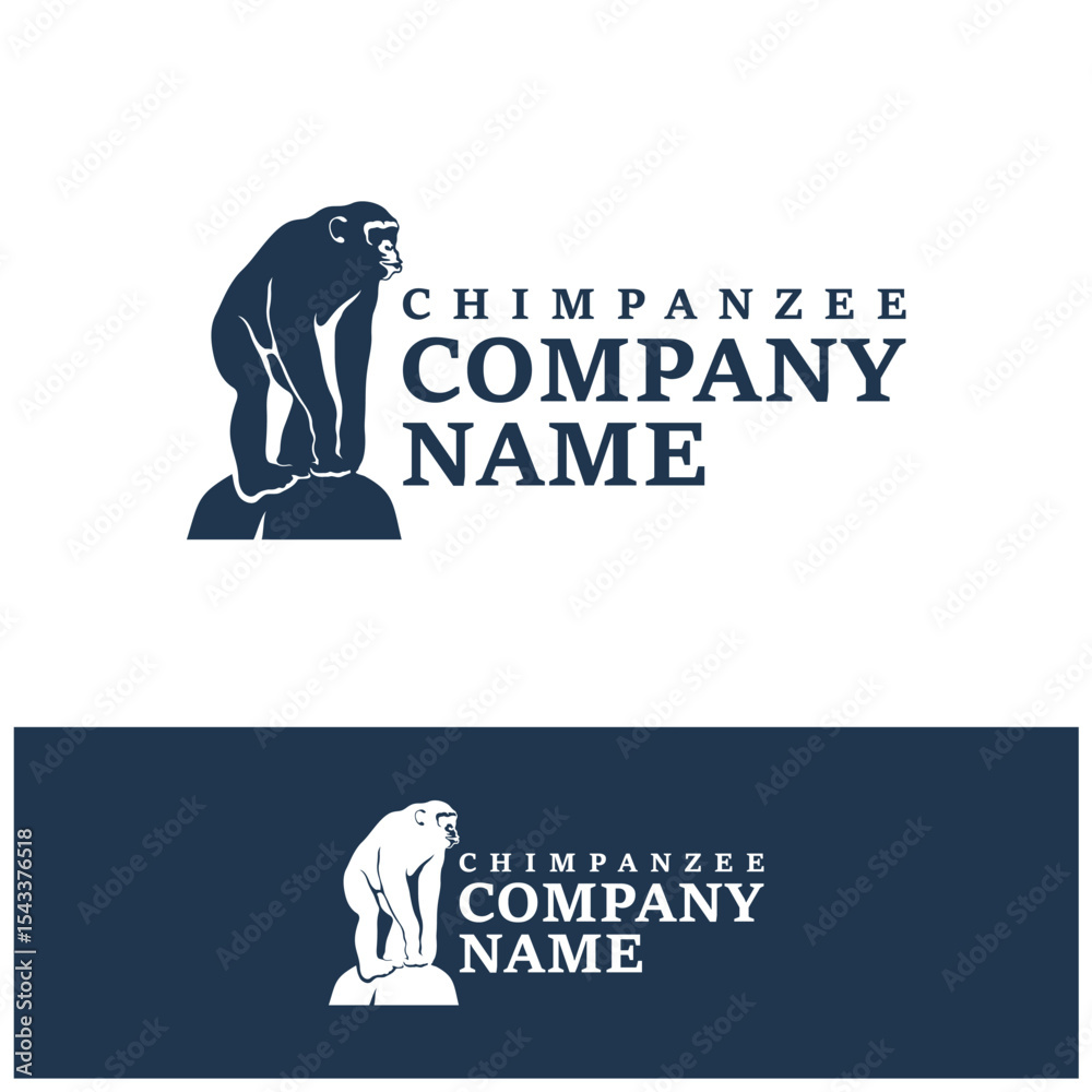 Obraz premium Chimpanzee logo design vector. Silhouette Chimpanzee Template Illustration. Icon Symbol
